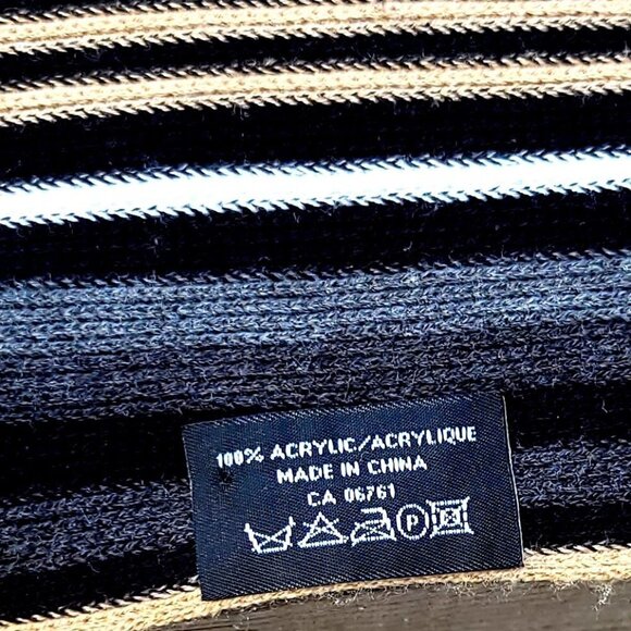 FREE w Purchase! Soft Knitted Acrylic Scarf in Neutral Stripes Dark Academia - Picture 3 of 3